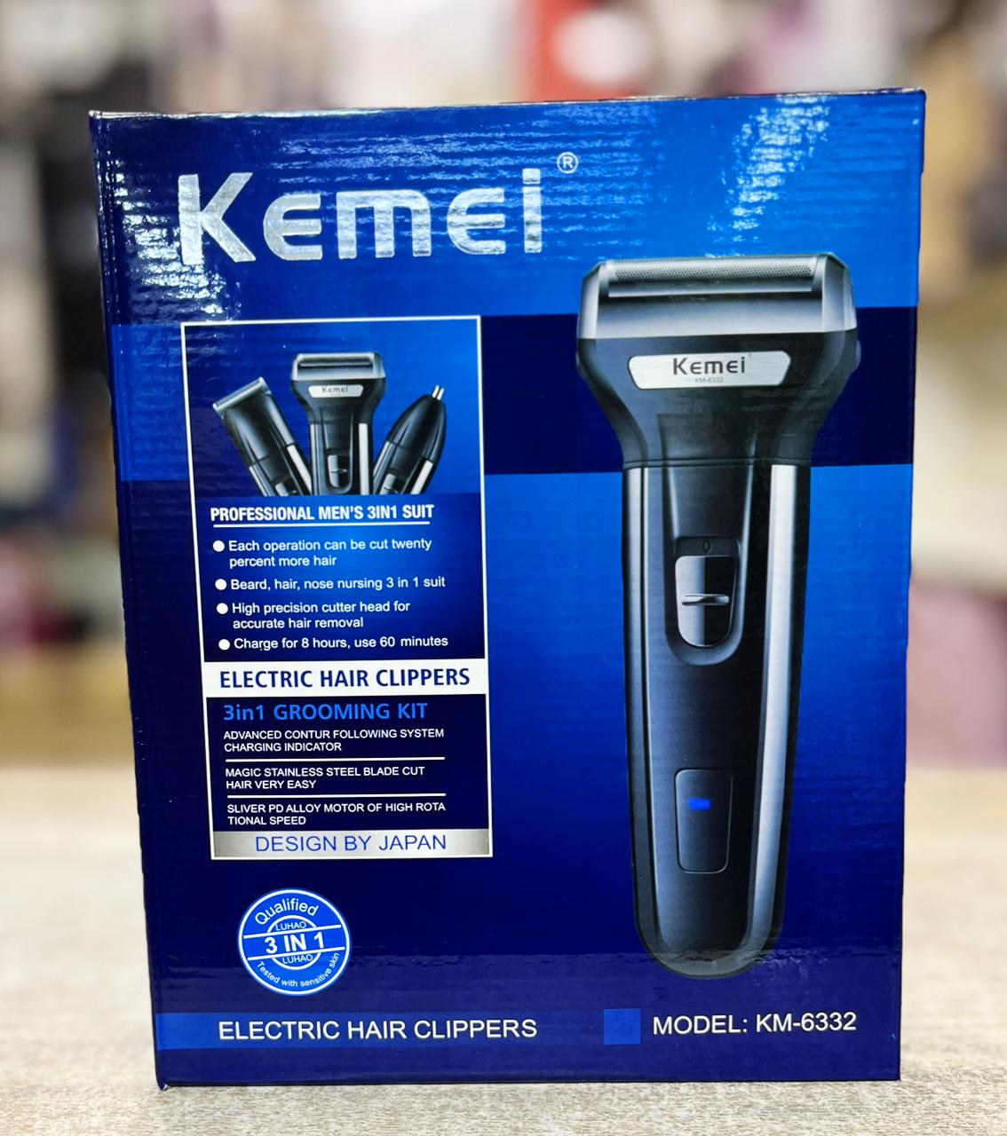 Kemei KM-6330 3-in-1 Hair Trimmer | Rechargeable Beard, Hair & Nose Trimmer for Men
