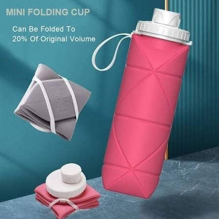 Silicon Collapsible Water Bottle 600ml – Foldable, Leak-Proof, BPA-Free Travel Sports Bottle